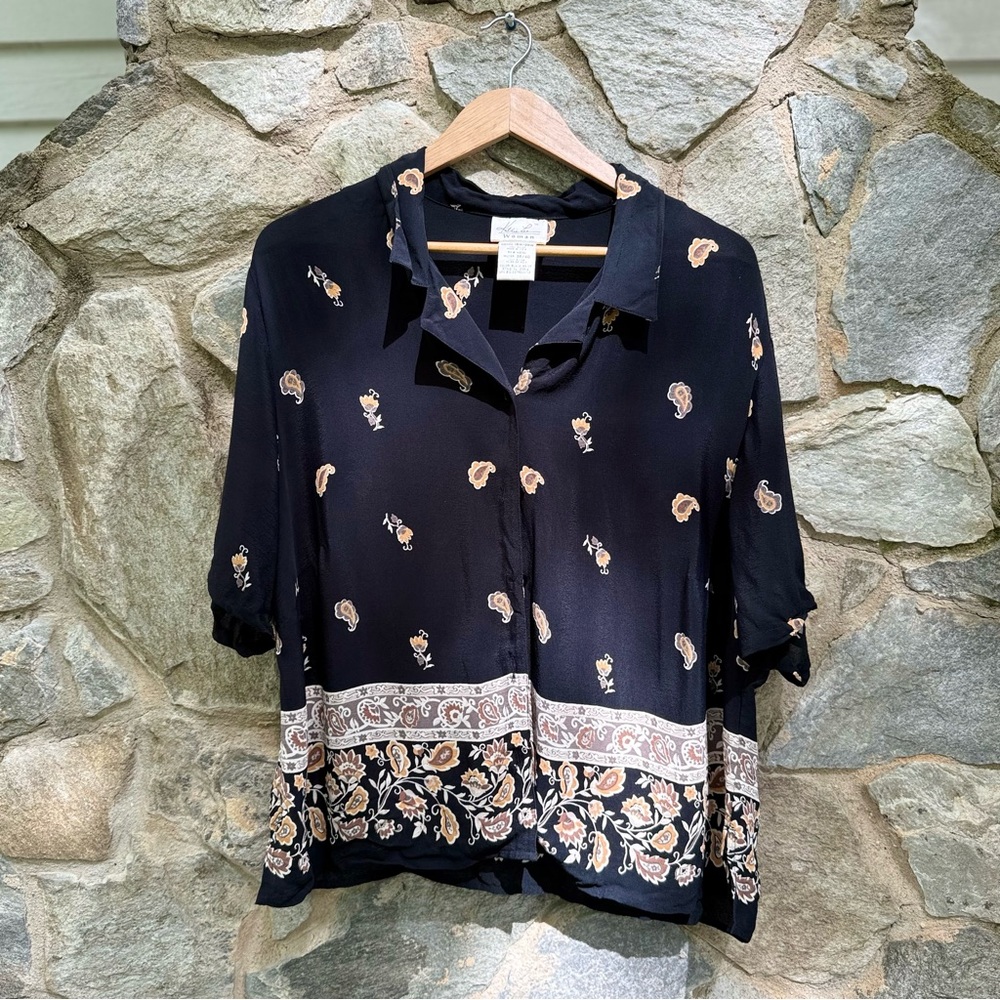Vintage 90s Lightweight Paisley & Floral Button Down Shirt